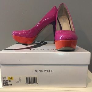 Patent leather color block heels